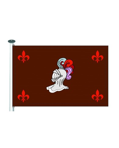 Bandera medieval casco y flor de lis 100X70 cm. exterior. Bandera medieval casco y flor de lis 100X70 cm. exterior.
