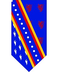 Bandera medieval león y arminios fondo amarillo