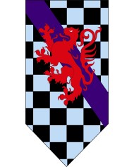 Bandera Medieval Barra y León Rampante Ajedrezado.