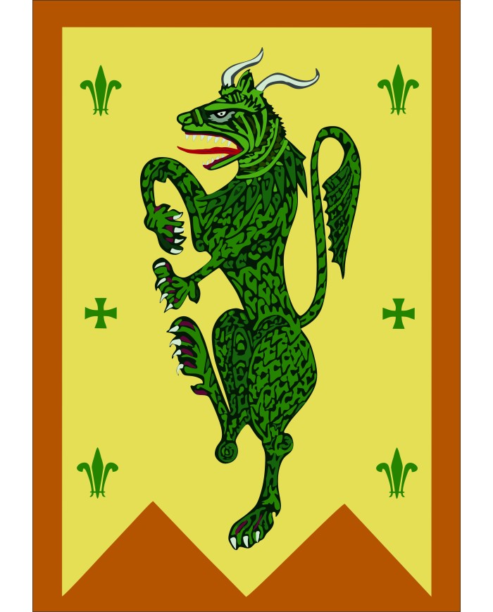 Bandera Medieval Demonio Verde