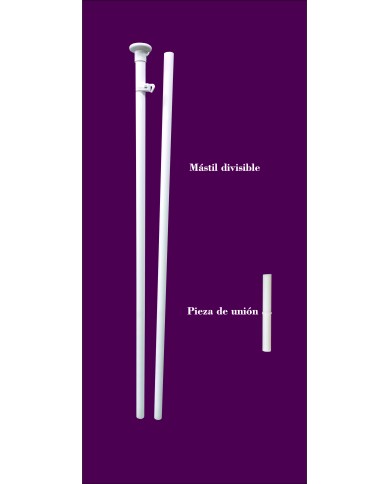 Mástil aluminio de 300 cm. x 36 m/m Ø divisible con gancho