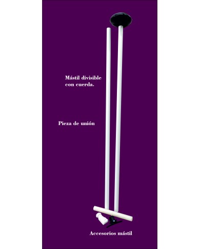 Mástil aluminio de 3 metros  X 36 milímetros Ø divisible con cuerda